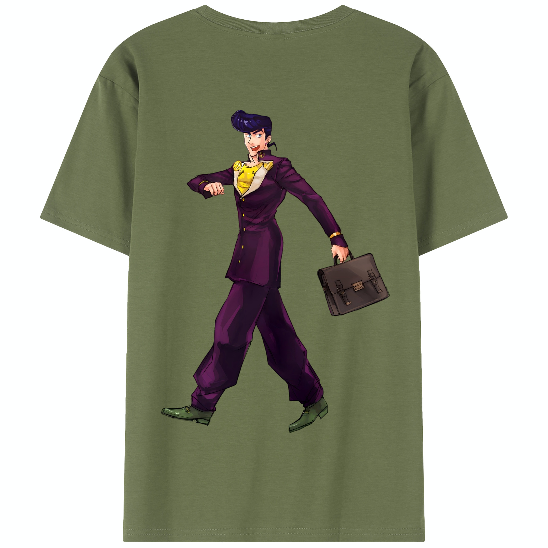 （画像用） ジョジョの奇妙な冒険 ひがしかた じょうすけ JoJo's Bizarre Adventure Higashikata Josuke 綿100％半袖Tシャツ（背面プリント）